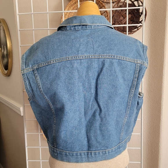 Gazoz 80s Vintage Crop Denim Vest Sz L - Picture 5 of 7